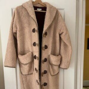 Long sherpa coat, blush color, XS